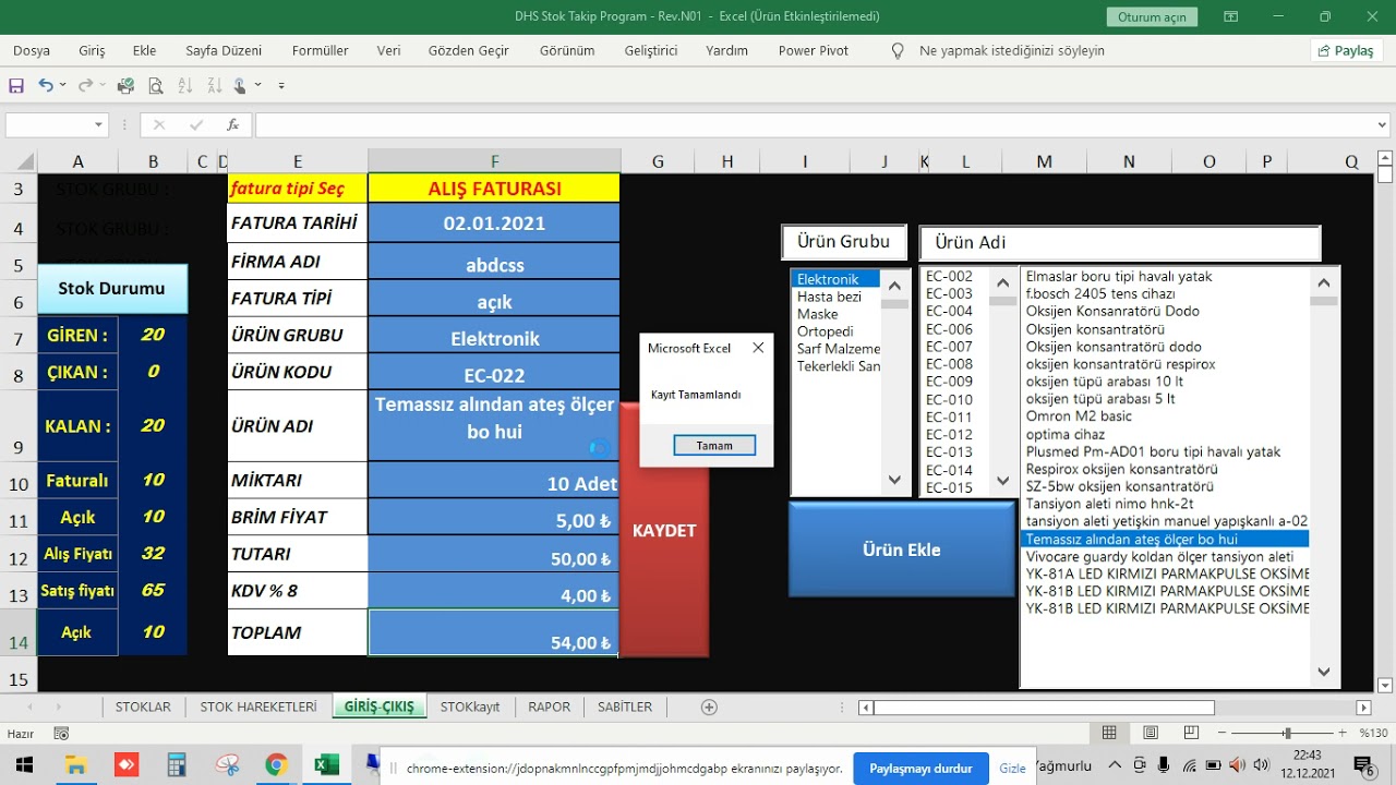 Excel Alış - Satış ve Stok Takip Programı